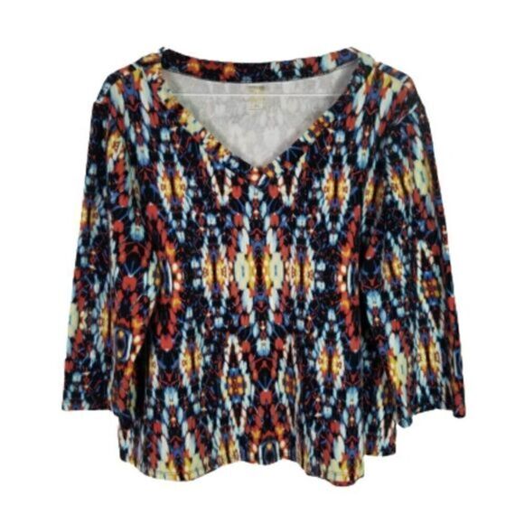 Anne Klein Sport Stretchy Printed Activewear Top - Picture 1 of 5
